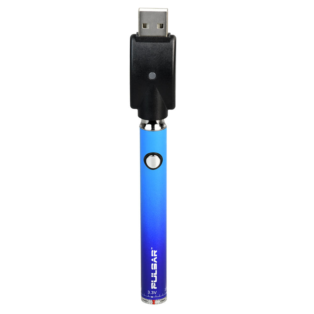 a blue and black usb device attached to a charger