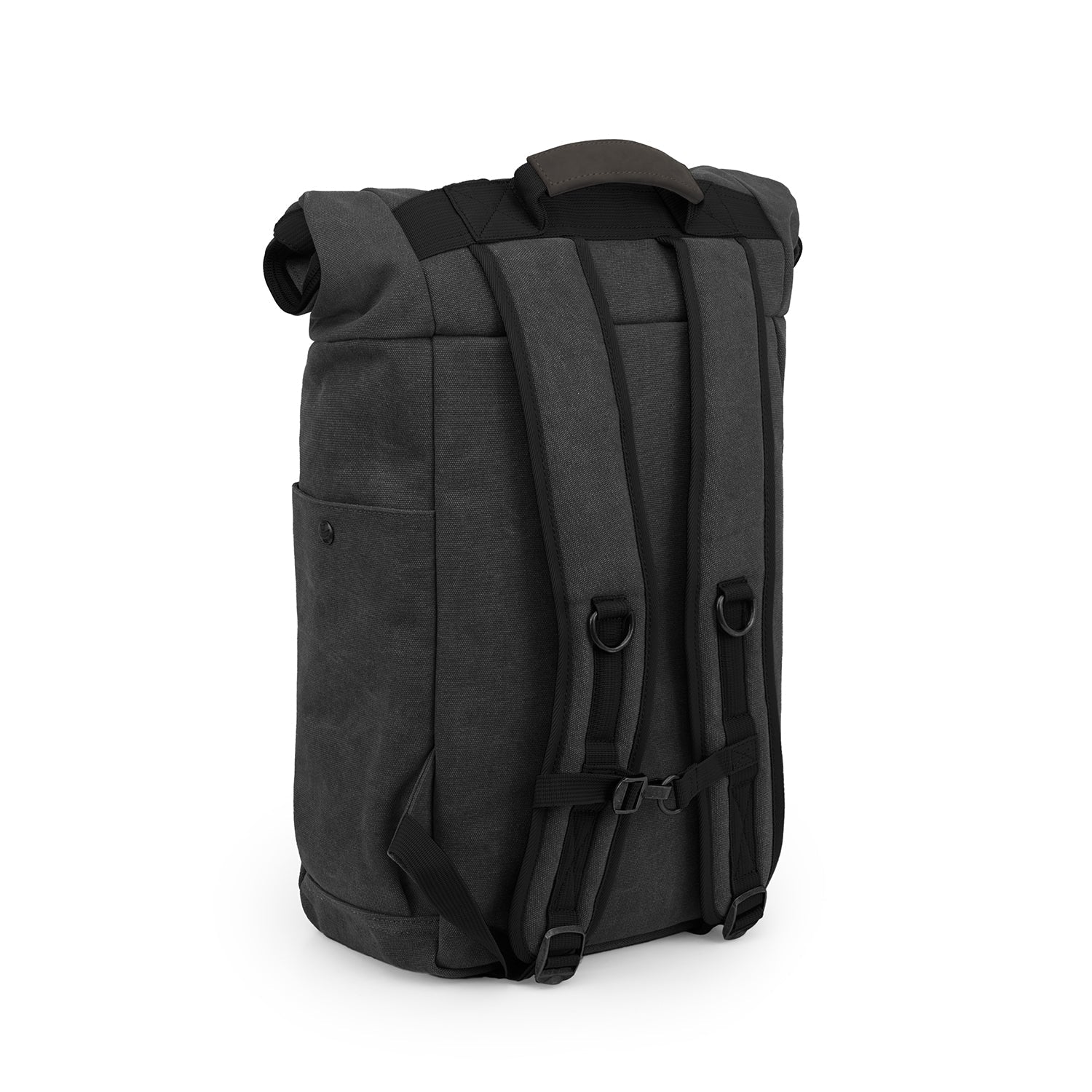 a black backpack with straps on the front