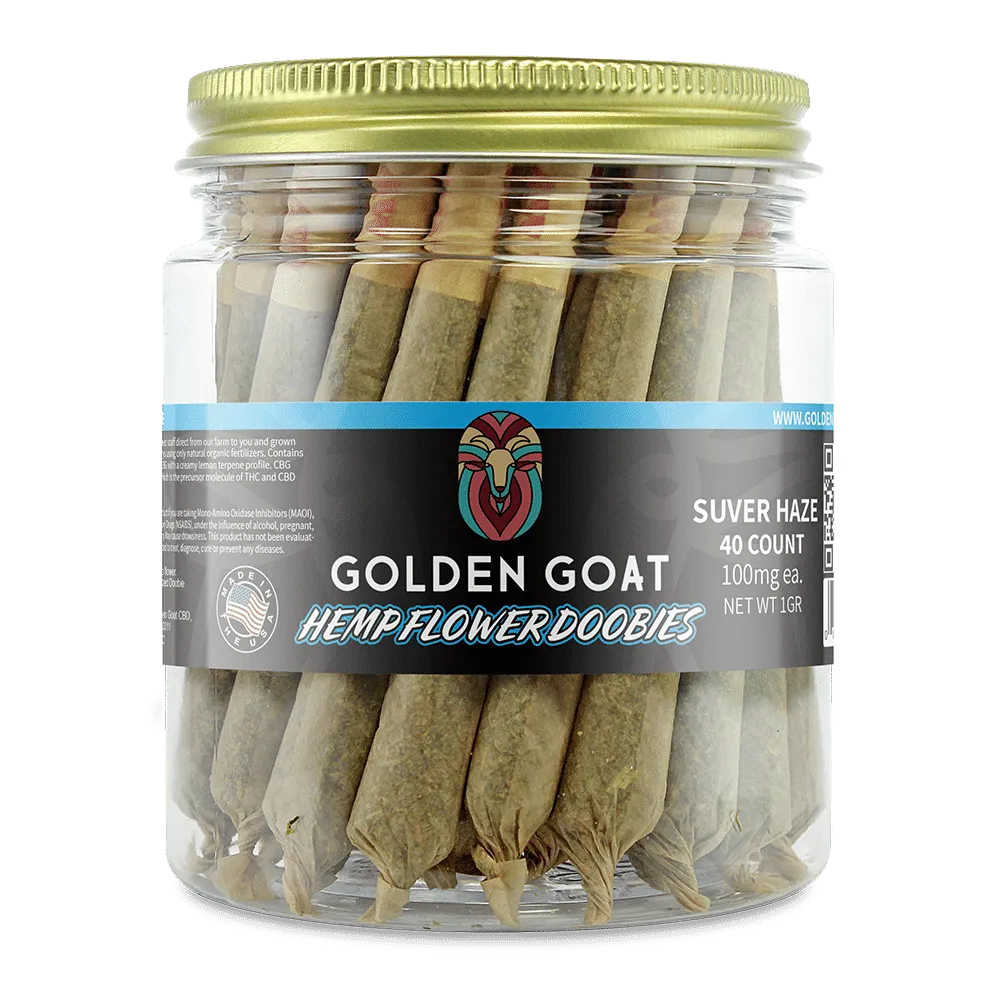 a jar of golden goat hemp flower cookies