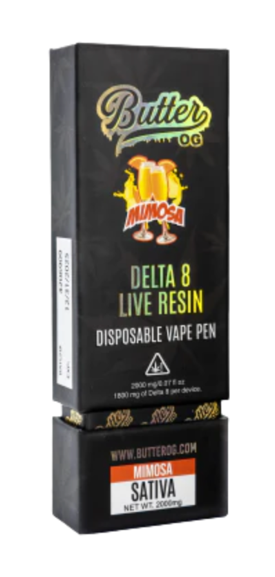 Butter OG Delta 8 Live Resin Disposable Vape 2G - Mimosa Sativa