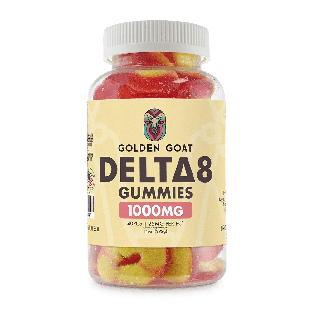 Delta 8 THC Gummies 1000mg - Peach Rings - Relaxation & Well-being - Emerald Ventures MN LLC