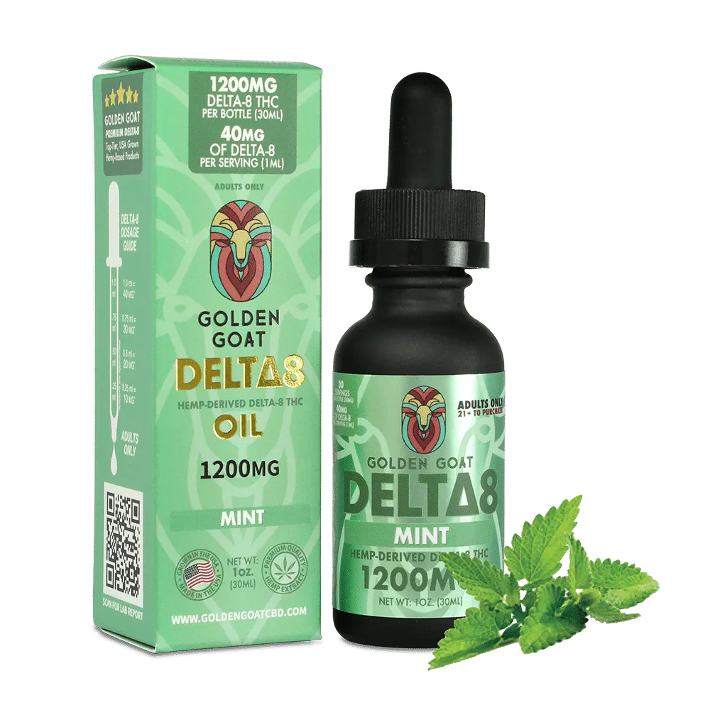 Delta-8 THC Oil - 1200mg Mint Flavor - 30ml Bottle