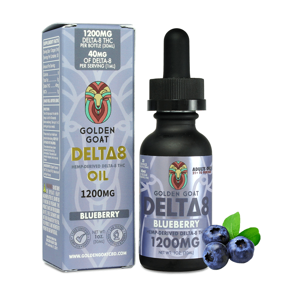 Delta-8 Oil 1200mg Blueberry Flavor | Therapeutic Hemp-derived THC Oil