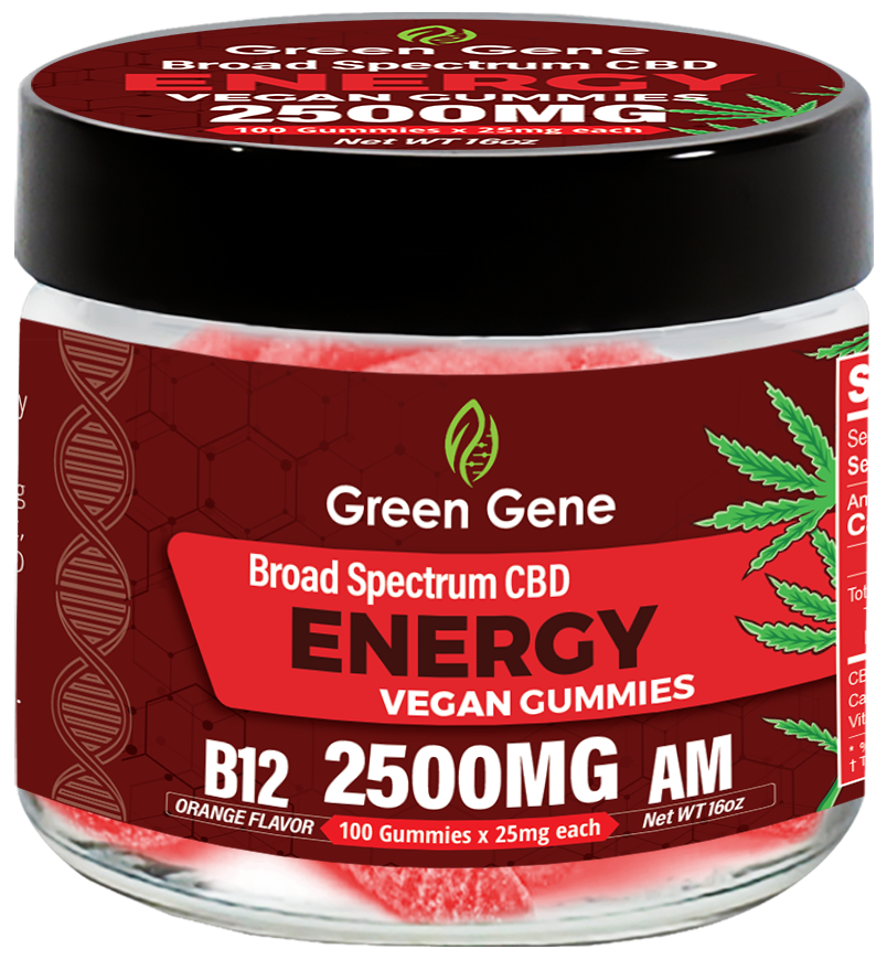 a jar of green gene energy gummies