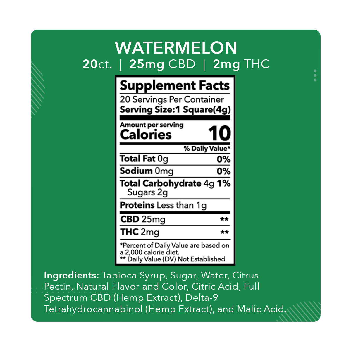 a label for watermelon supplement on a white background