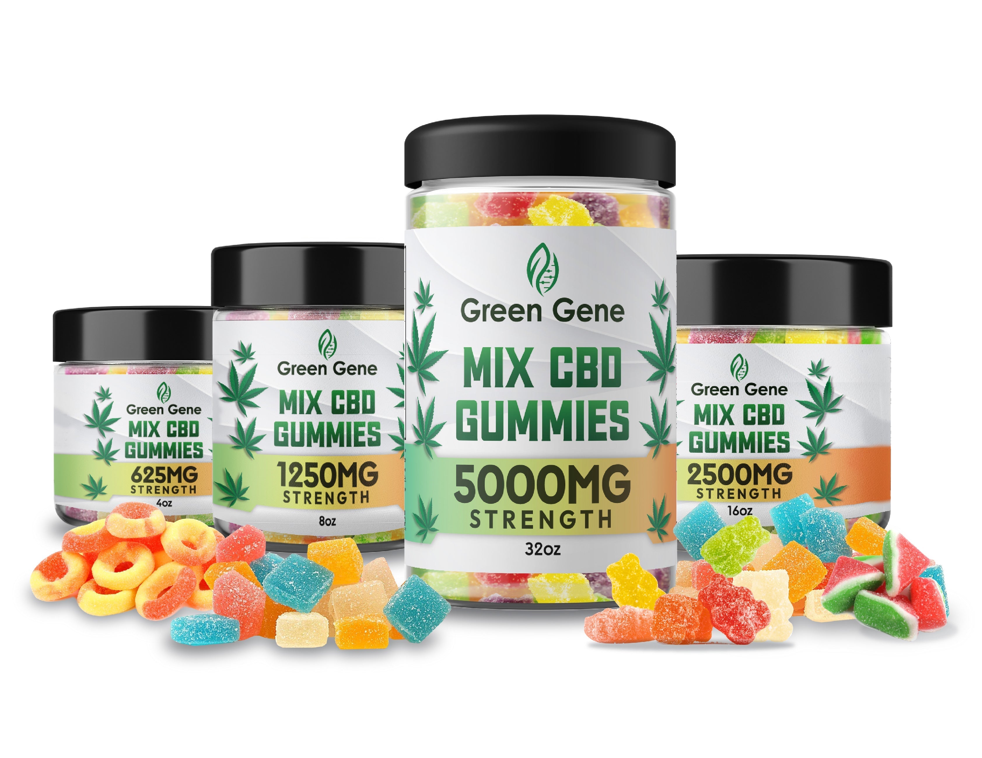 three jars of green gene mix cbd gummies