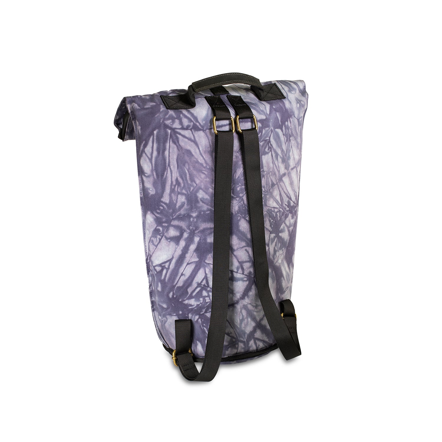 a purple and black bag with a black strap