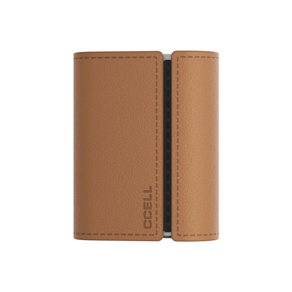 a tan leather wallet with a card holder