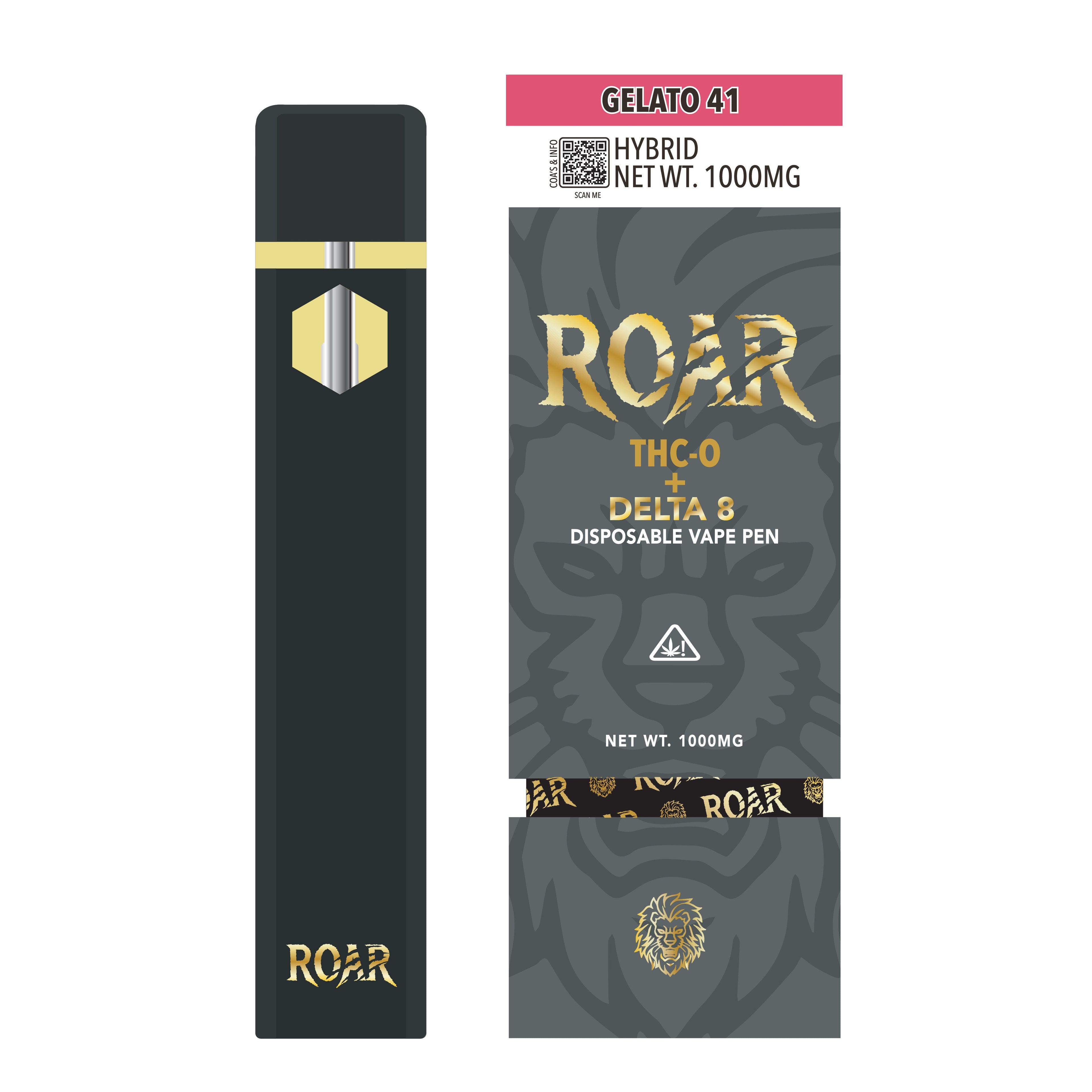 Roar 1ML THC-P + D8 1000mg Disposable Vape - Gelato 41