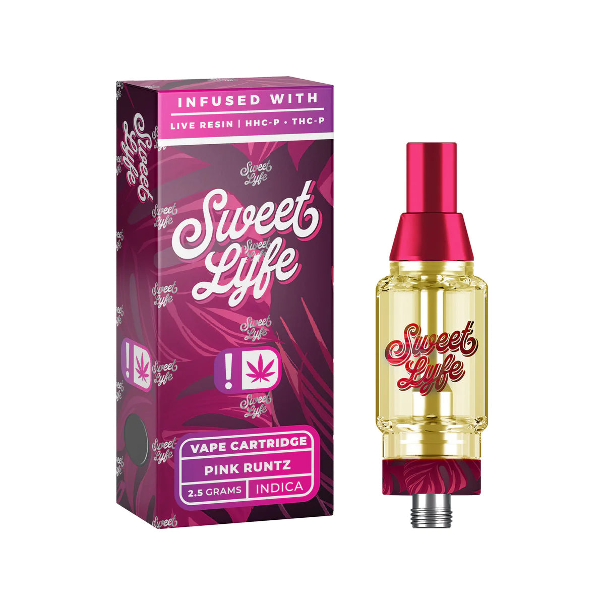 Sweet Life 2.5ml Live Resin HHC-P+THC-P Vape Cartridges - Pink Runtz - Indica