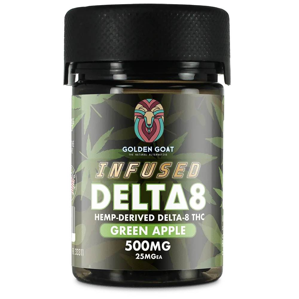 Infused Delta-8 Gummies 500mg - Green Apple - 20ct