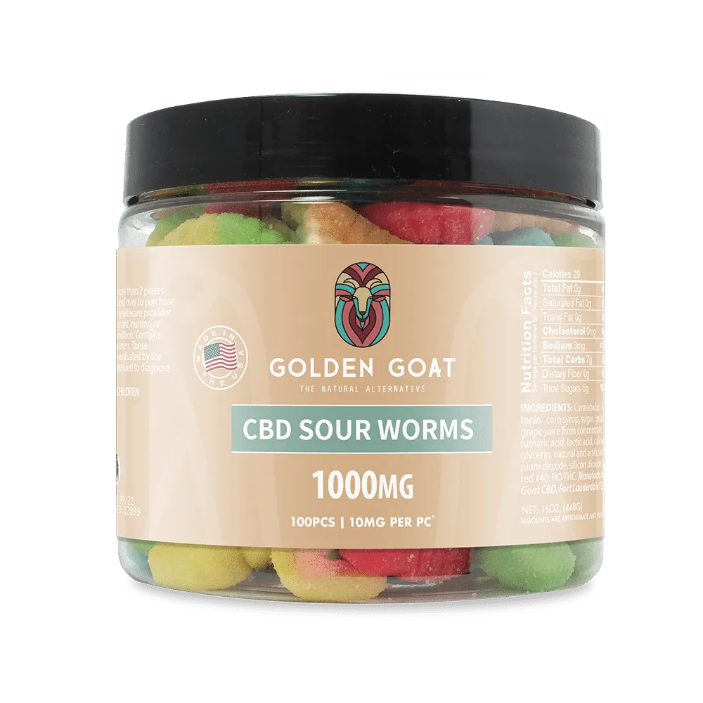 a jar of cbd sour worms