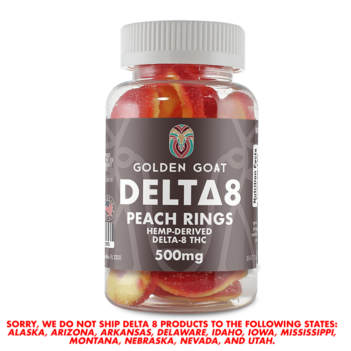 Delta 8 Gummies 500mg - Peach Rings | Relaxation & Well-being