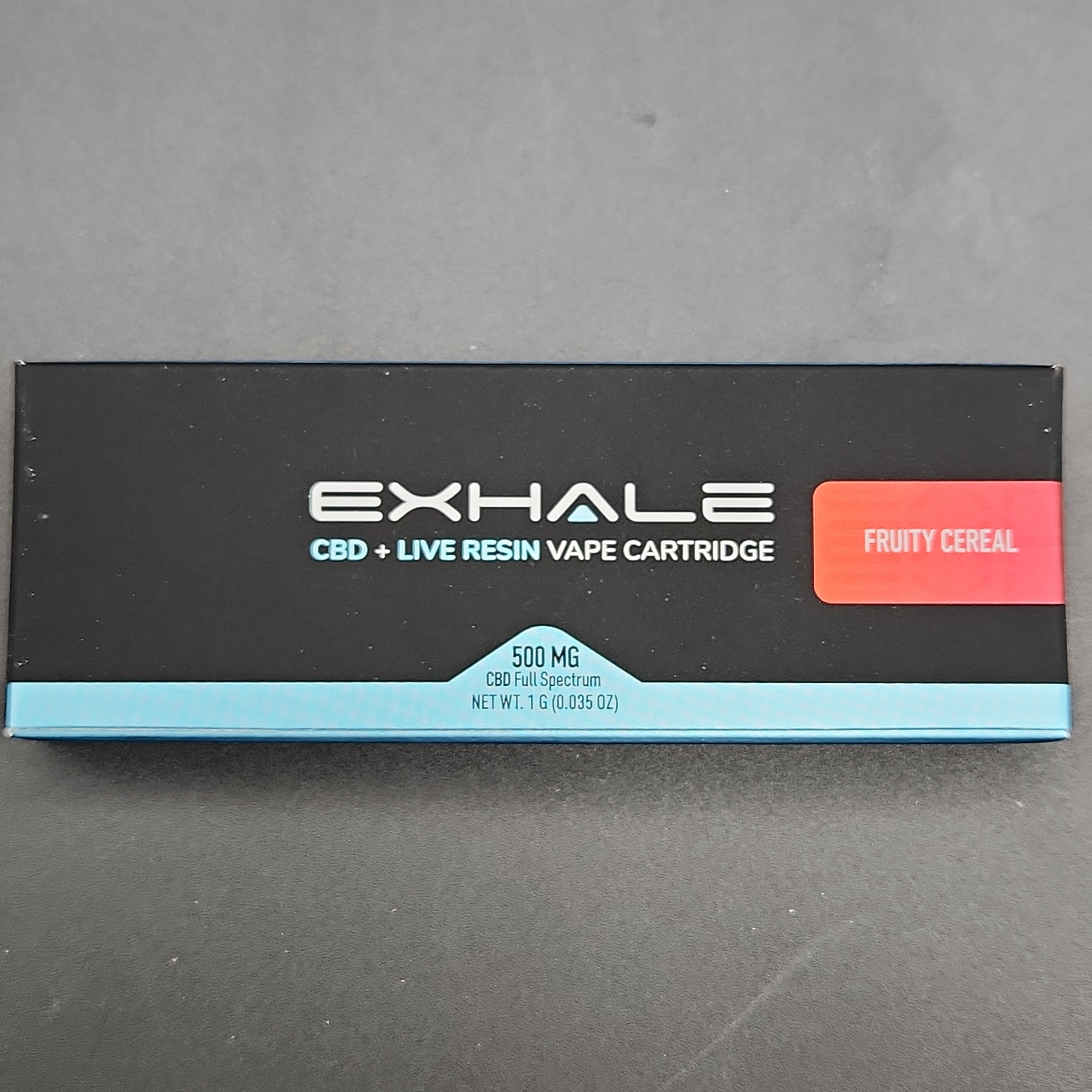 a box of exhale cbd and ressin vae cartridges