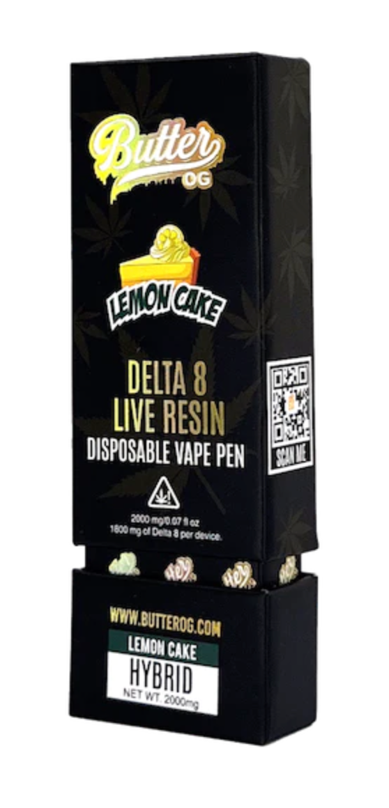 Delta-8 Lemon Cake Live Resin Disposable Vape - 2g Concentrate - Indica Strain