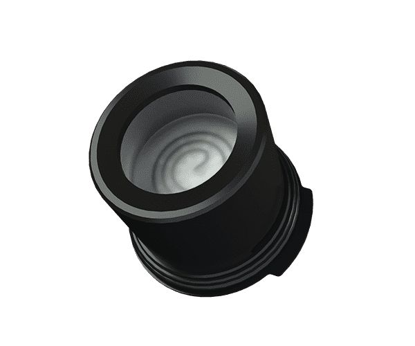 a close up of a camera lens on a green background