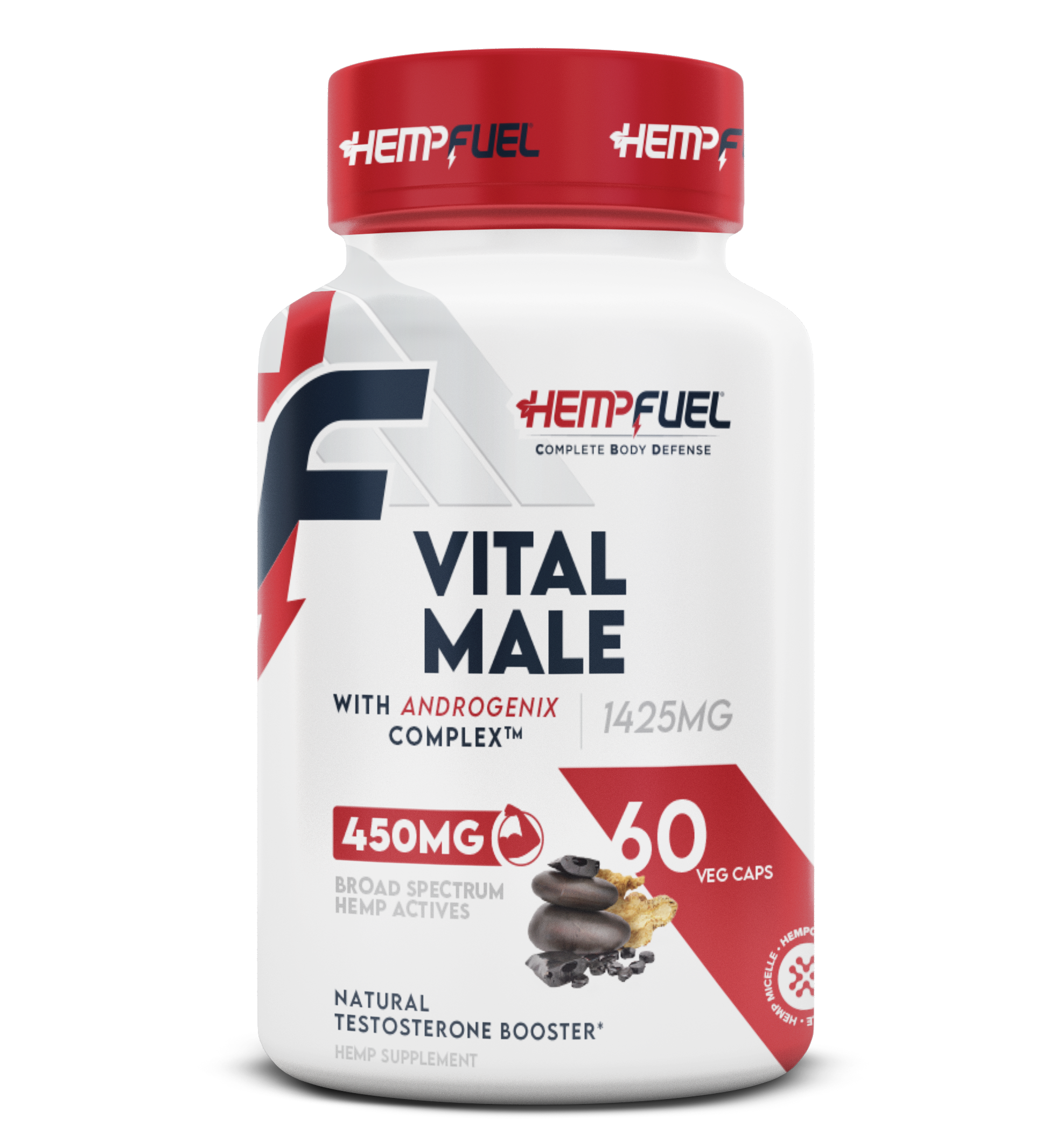 Hemp Fuel Vital Male - Natural Libido Boost & Testosterone Support with HempCell™, Thai Black Ginger, Maca Extract, and More