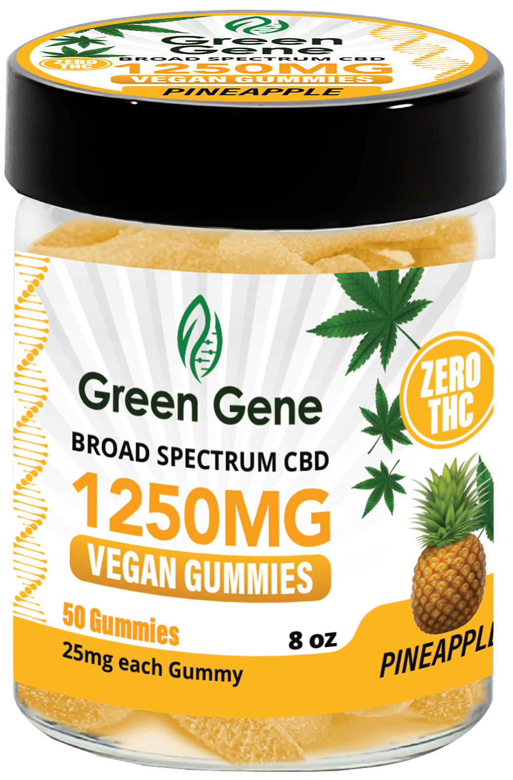 a jar of cbd gummies with pineapple flavor