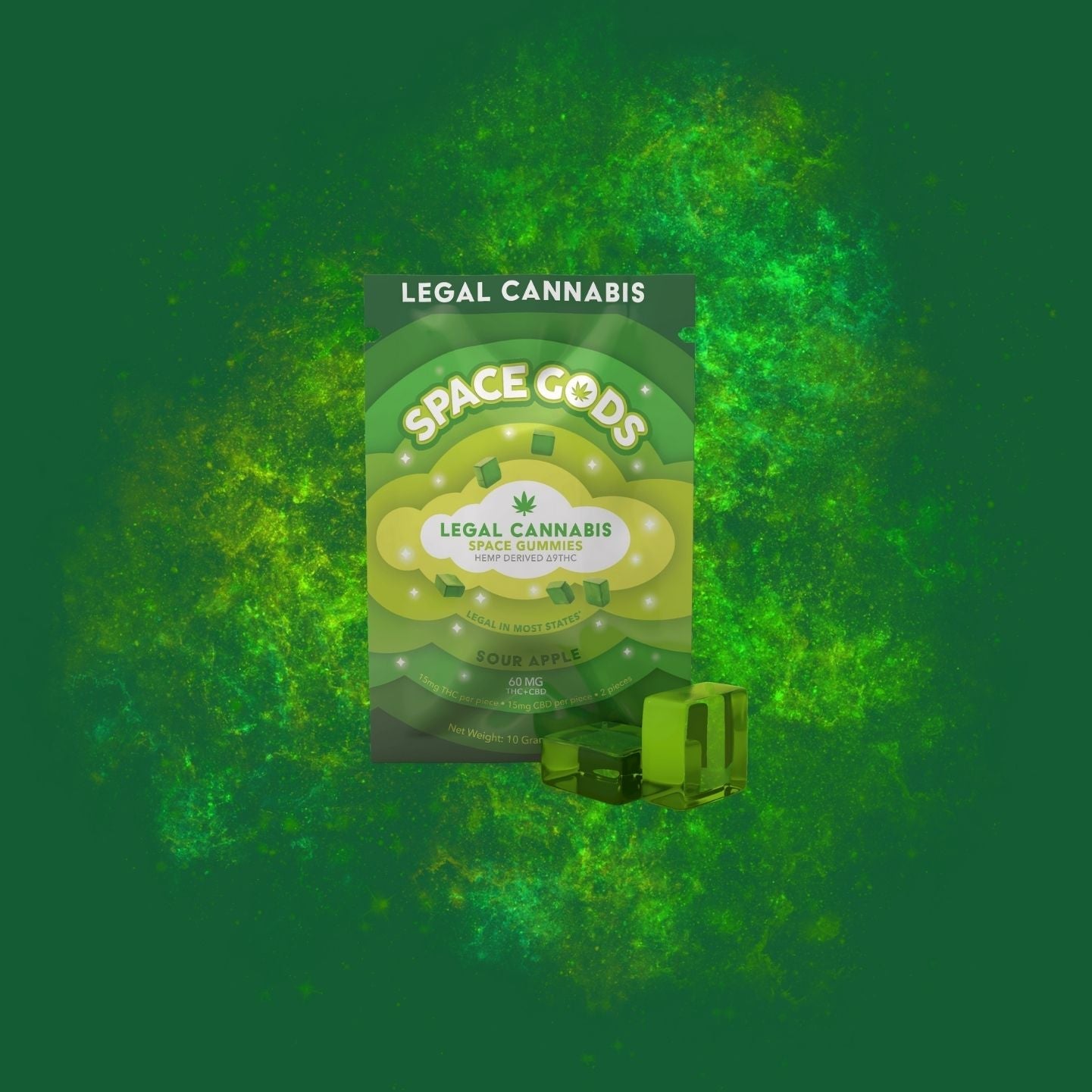 a package of cannabis pods sitting on top of a green background