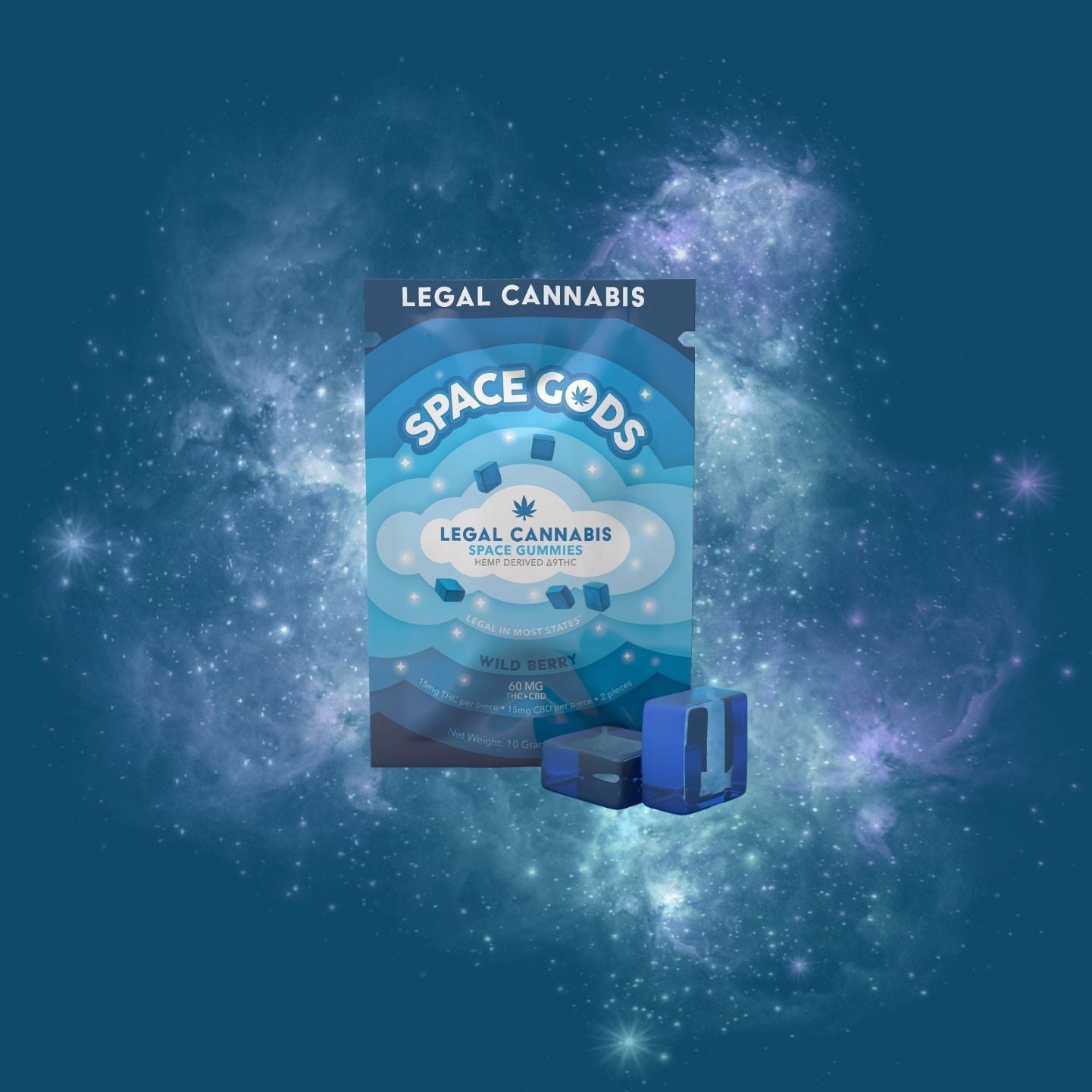 a package of space cous sitting on top of a blue background