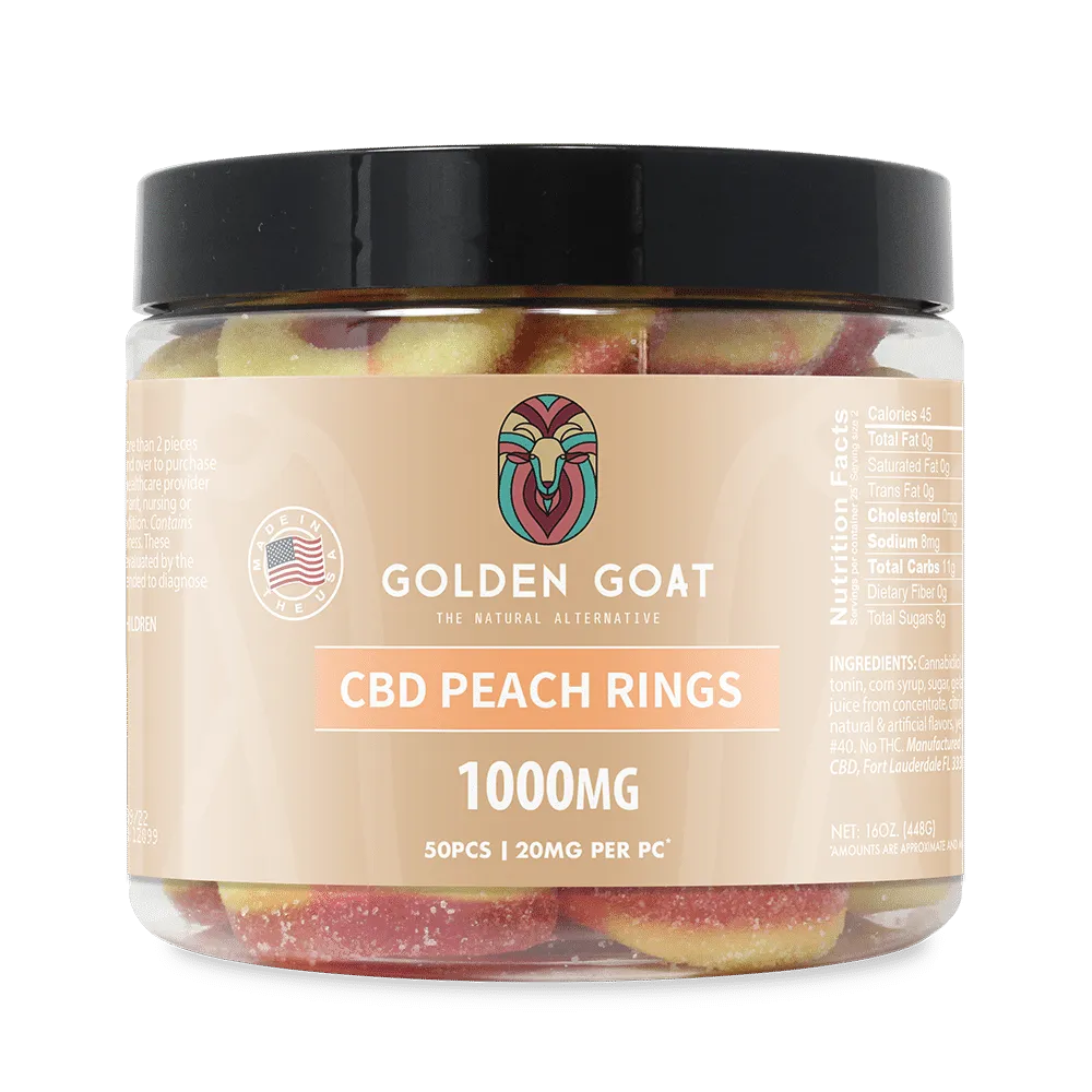 a jar of cbd peach rings