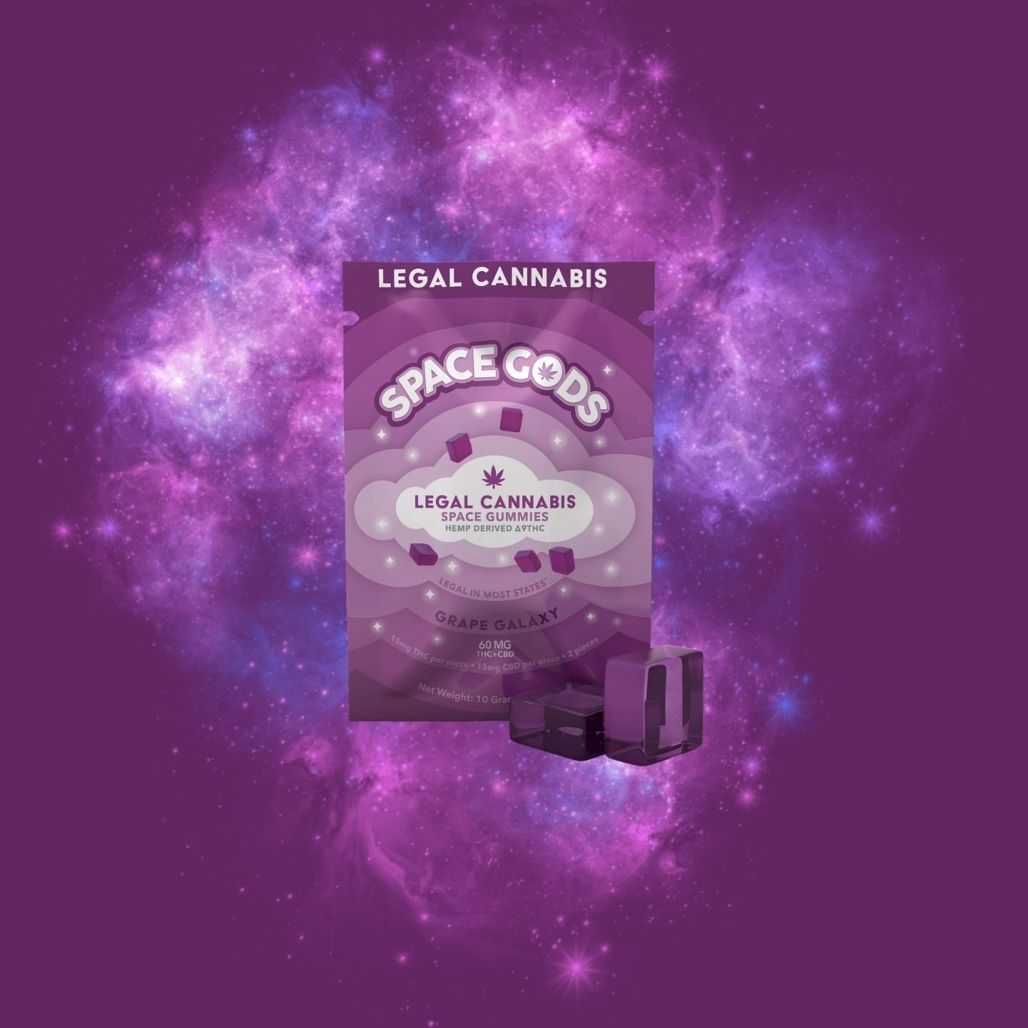 Space Gummies | Galaxy Grape | Delta 9 + CBD 2CT Bag - Emerald Ventures MN LLC