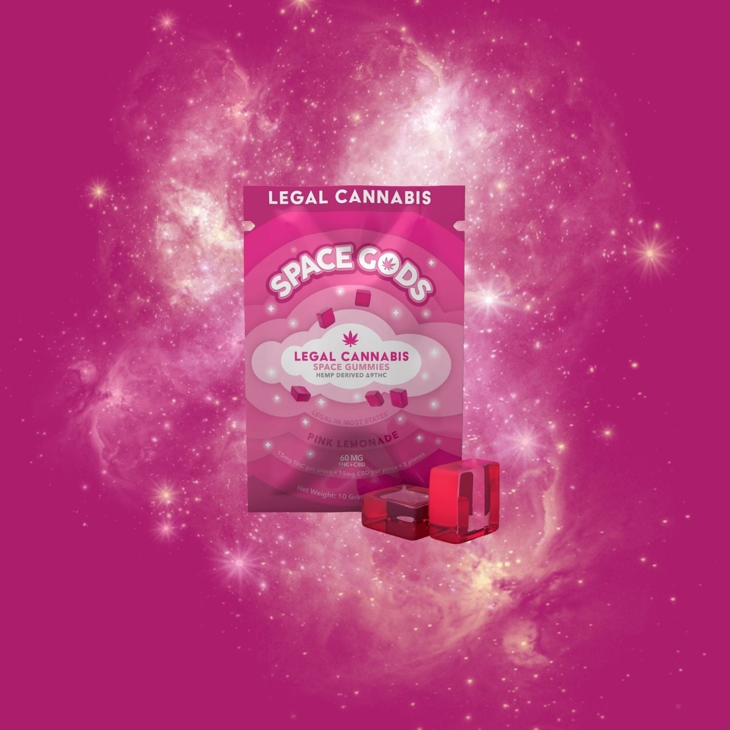 a package of space coos sitting on top of a pink background